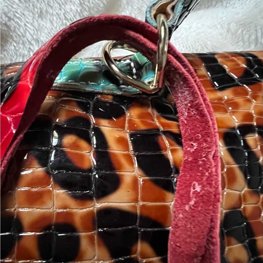 Multi-color Cheetah and Snake Pattern Satchel Bag - Picture 3 of 5